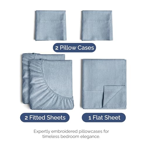 Split King Size 5 Piece Sheet Set (39 - Heathered Blue / Split King Size)