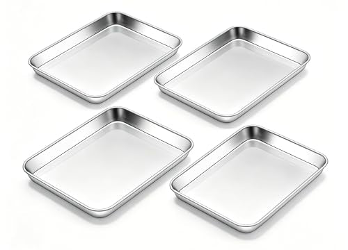 10x8 Inches Small Stainless Steel Baking Sheet Set of 4 (10x8x1)