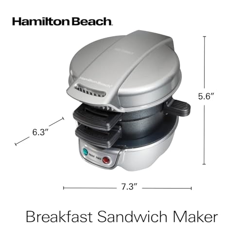 Breakfast Sandwich Maker with Egg Cooker Ring (Silver / Single)