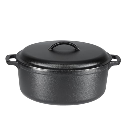 Pre Seasoned Cast Iron Dutch Oven Pot with Lid and Dual Handles (7-Quart)