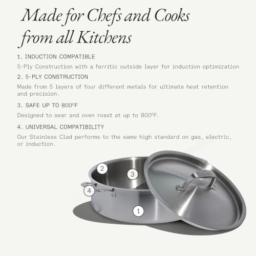 Cookware 10 Quart Stainless Steel Rondeau Pot w (10 Quarts)