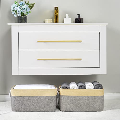 Storage Basket for Organizing (Gold&Grey / 2PCS/Large - 15.7Lx11.8Wx8.3H)