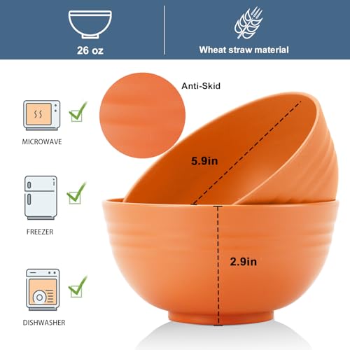 Wheat Straw Bowl Sets (26 oz / Orange)