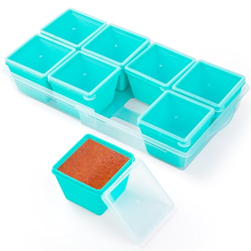 1 Cup Silicone Freezer Molds with Lids & Base (Blue / 8x 1-Cup)