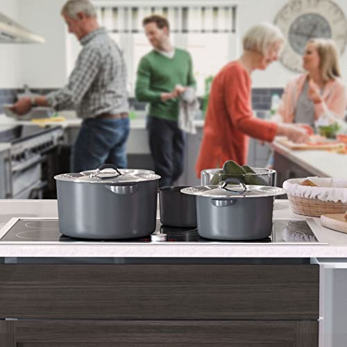 Universal Pans Pots Lid Cover Fit All 8.25 Inch to 12 Inch Pots (Arc-shaped Handle / Black)