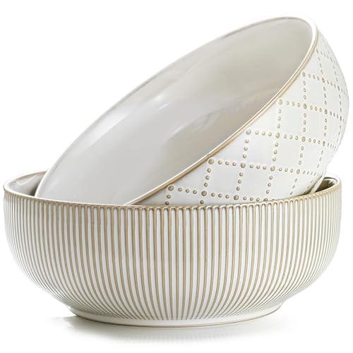 Large Serving Bowls (Embossed Checks & Stripes / 9.5")