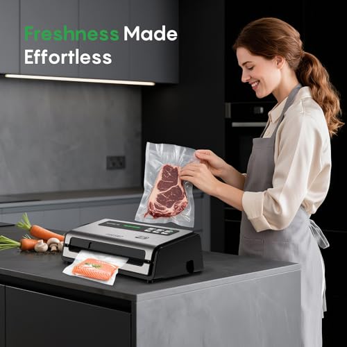 Food Vacuum Sealer with Automatic Bag Detection & Built (Silver / Large)