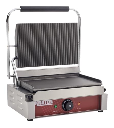 Commercial Panini Sandwich Grill Grooved Top w (Medium w/ Smooth & Grooved Plates)