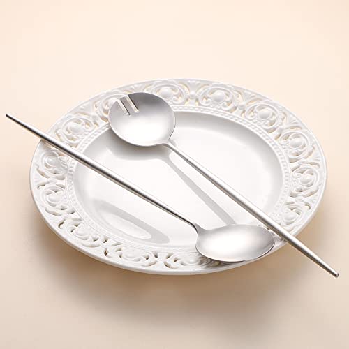 8 Piece Silver Salad Serving Set (Salad Servers Set include 6 Forks silver)