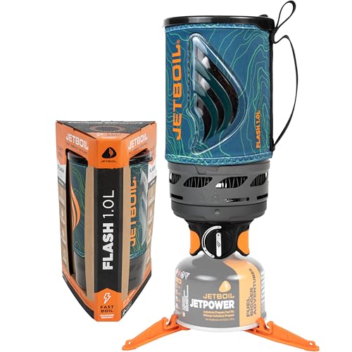 Flash 1.0L Portable Fast Boil Stove for Camping and Backpacking with 1 (Ocean Topo / 1 Liter)