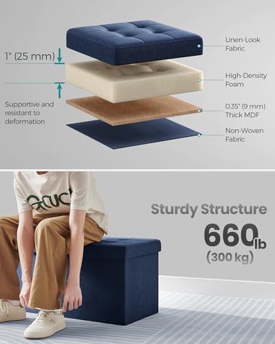 30 Inches Storage Ottoman (Midnight Blue / 15"D x 30"W x 15"H (with Flipping Lid))