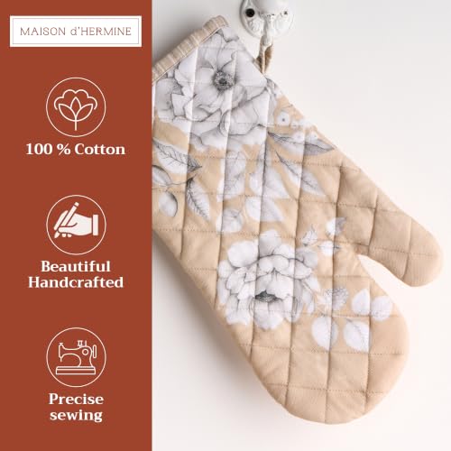 Maison d'Hermine Oven Gloves 100% Cotton Oven Mitt (040 - Pretty Autumn / 7.5" x 13" (Oven Mitt))