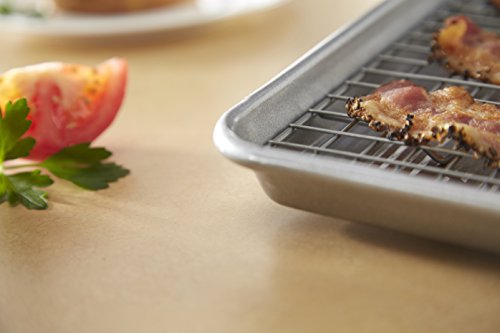 Bakeware Quarter Sheet Baking Pan and Bakeable Nonstick Cooling Rack Set