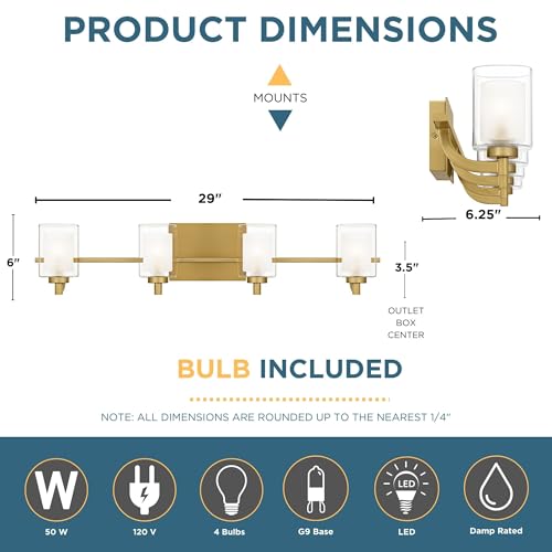 Kolt 29" LED Vanity Light (4-Light / Brushed Gold)