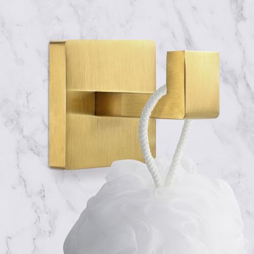4 Pack Towel Hooks Hand Towel Holder Bathroom Robe Hanger Gold (Square / Gold)