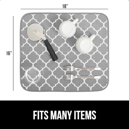 Ultra Absorbent Microfiber Dish Drying Mat (18" x 16" / Microfiber / Quatrefoil)