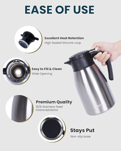 51Oz Stainless Steel Thermal Coffee Carafe with Lid (Silver / 50.7 Ounces)
