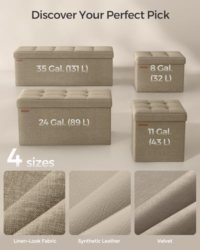 30 Inches Folding Storage Ottoman Bench (Camel Brown / 15"D x 30"W x 15"H (without Flipping Lid))