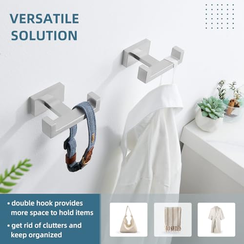 Bathroom Double Hook Brushed Nickel (2 Pack / Brushed Nickel)