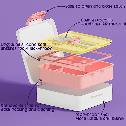 Kids Bento Lunch Box with Toddler Insulated Water Bottle Lunch Bag (A10. Rainbow)