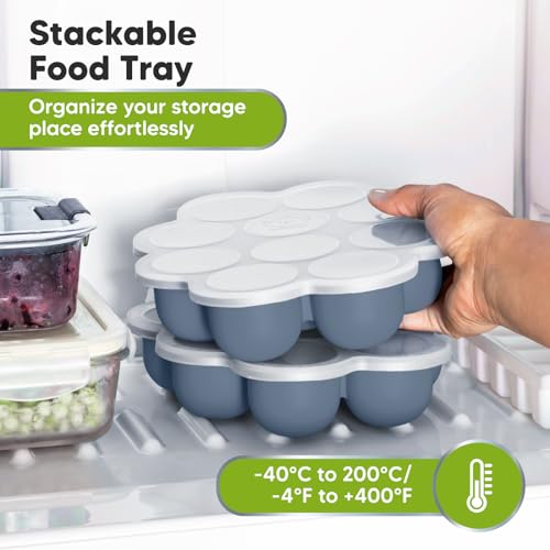 Silicone Food Freezer Trays with Lid (Slate)