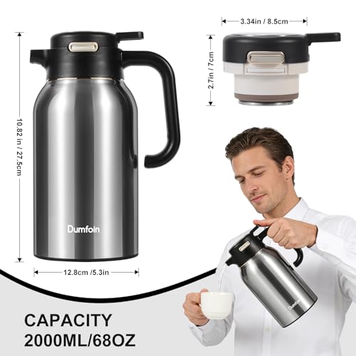 68 Oz Thermal Coffee Carafe (67.6 Ounces / silver/silver)
