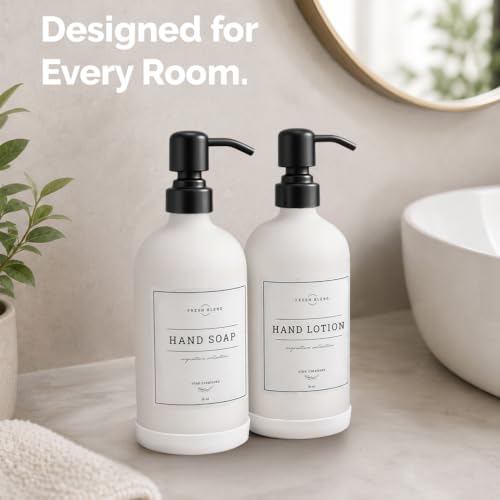 White Glass Soap Dispenser (Matte White Bottle / Matte Black Pump)