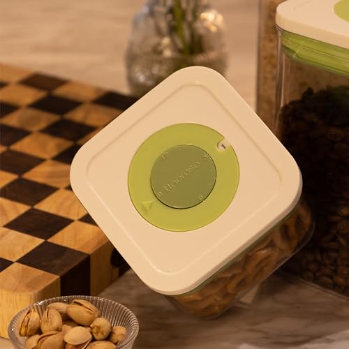 Pop Airtight Food Storage Containers with Date Recording Lids (Green-Set of 7)