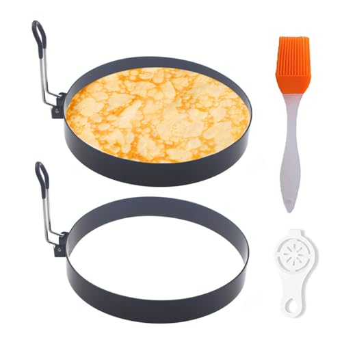 Pancake Ring for Griddle (Black 2 pcs of 6“ with accessories)
