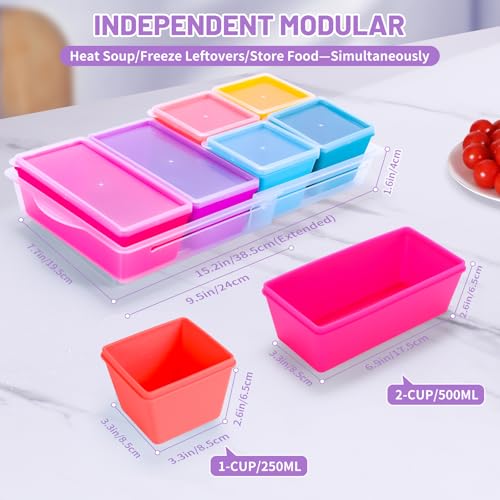 Silicone Freezer Molds with Lids (Retro Rainbow / 4x 1-Cup & 2x 2-Cup)