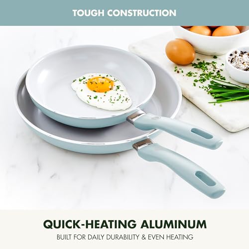 Dover 8” and 10” 2 Piece Frying Pan Skillet Set (8" and 10" Frying Pan Set / Blue Haze)