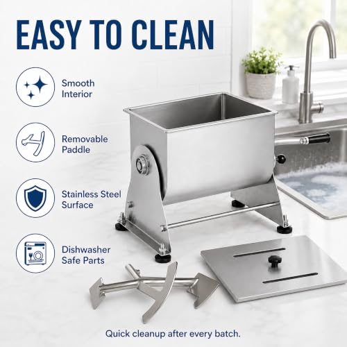 20 lb Tilting Meat Mixer for Sausage Burger Jerky (3.5 Gallon)
