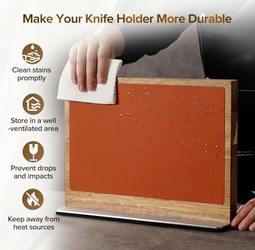 Double Sided Magnetic Knife Rack (Acacia Wood Knife Holder)