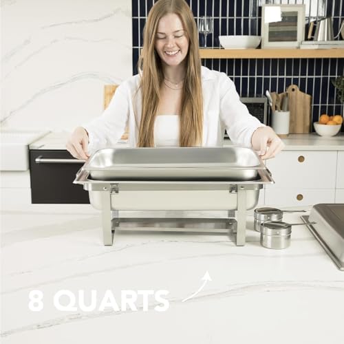 4 Pack 8QT Chafing Dish Full Set with 8 Pack DEG Chafing Fuel (4 Pack With Fuel)