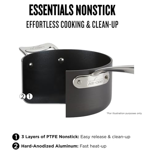 Essentials Hard Anodized Nonstick Cookware Set 10 Piece Oven Safe 350F Pots and Pans Black (10-Piece Set)