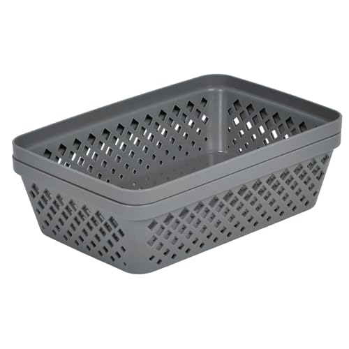Plastic Storage Basket Set (Grey / Medium)