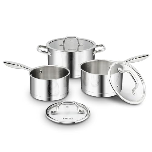 3 Piece Stainless Steel Pots and Pans Set (3 set)