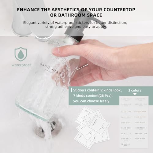 Glass Soap Dispenser (Clear Bottle/Black Pump + Tray + Funnel)