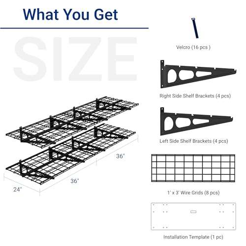 2 Pack 2x6ft Garage Shelving 24 (2 pack-2x6 ft / Black)