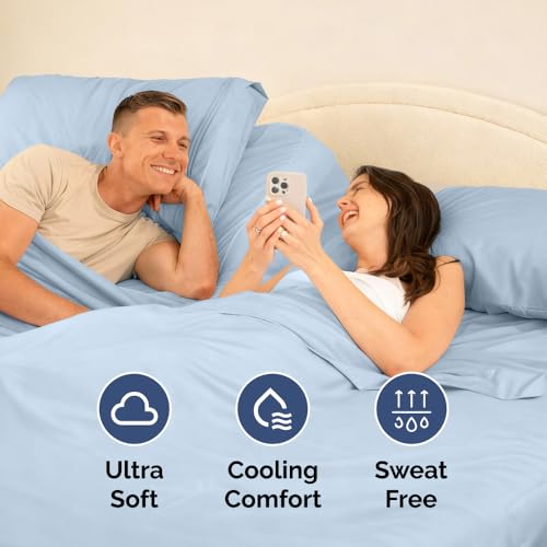 Flex Top Split Head King 4 Piece Sheet Set (21 - Baby Blue / Split Head/Flex Top)