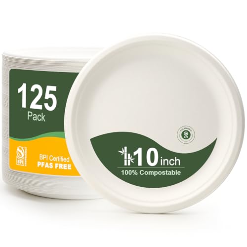 10 Inch Paper Plates 125 (White / 10Inch（125 PCS）)