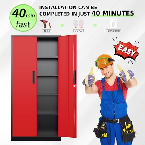 Storage Cabinet (Black Red / 71")