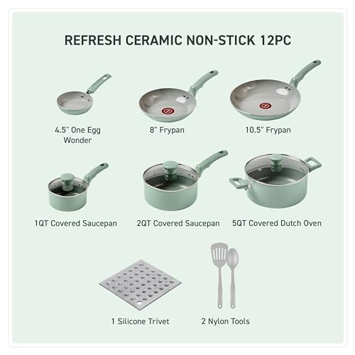 Refresh Ceramic Nonstick 12 (12-Piece Set / Mint Green)