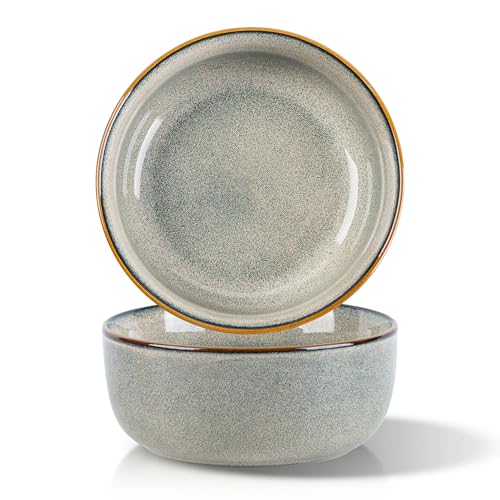 Ceramic Cereal Bowls Set of 2 (Green Wheat)