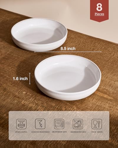 Milkyway 33 oz Pasta Bowls Set of 8 (White Thread / Set of 8)