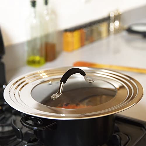 Stainless Steel Universal Lid for Pots (Black Handle)