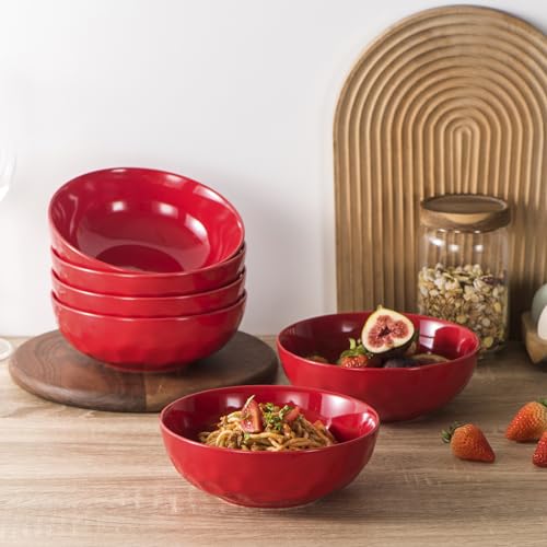Ceramic Salad Bowls Set for Kitchen (Scarlet Red)