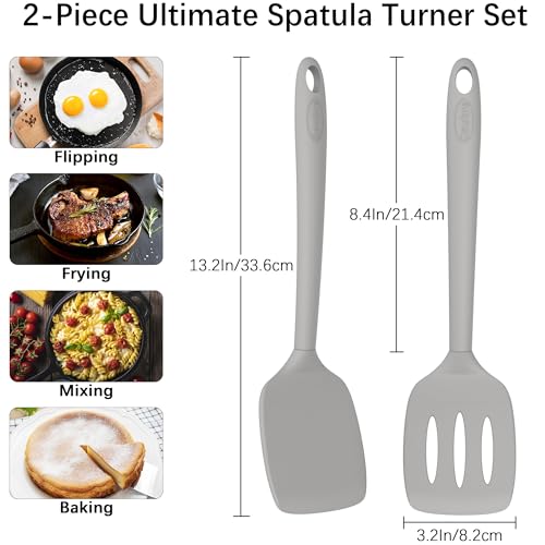 2 Pack Silicone Spatula Set (PureGray-A)