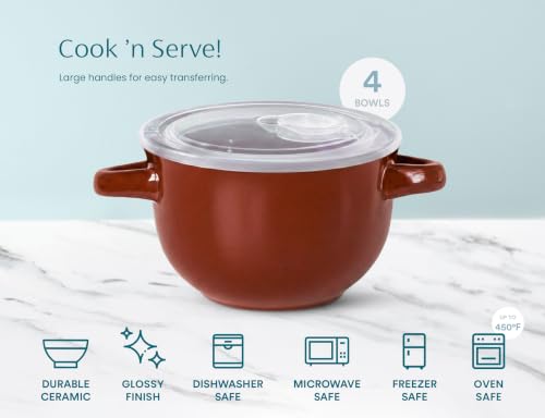 French Onion Soup Crocks with Lids & Handles (Terracotta)