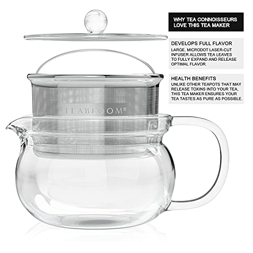 Kyoto 2-in-1 Tea Kettle and Tea Maker – Glass Teapot with Removable Loose Tea Filter – Tea Connoisseur's Choice (12 FL OZ (1 CUP))